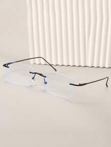 1 Pair Retro Frameless Metal Business Fashion Men's Clear Lens Glasses - Multicolor - View 9