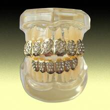 1 Set Personalized 6-Tooth Rhinestone Heart Upper & Lower Teeth Grillz, Unisex Fashion Hip Hop Teeth Jewelry For Daily Wear