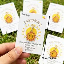 1/2/5pcs Set Energetic Sun Keychain, Mini Bag Charm Accessory, Comes With Motivational Sun Card, Suitable As Encouragement Gift For Family, Friends, Colleagues And Employees, Also A Gift Full Of Energy - Multicolor - View 3