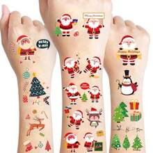 CYPN10 Hojas Tatuajes Navideños Luminosos para Rellenar Medias Navideñas de Niños Pegatinas de Tatuajes Temporales Luminosos para Decoraciones de Fiestas Navideñas Suministros de RegaloFashion - Multicolor - Ver 4
