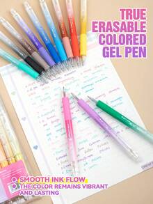 12/24/36 Colors Erasable Colored Neutral Pens, 0.7mm Nib, Built-In Eraser Head For Easy Correction, Student-Specific P, First Day Of School - Multicolor - View 5