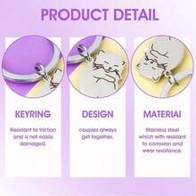 2个/套猫咪钥匙扣，适合作为生日、情人节或圣诞节礼物送给男友、女友、闺蜜、丈夫、妻子或未婚夫/妻 - 彩色 - 查看 5