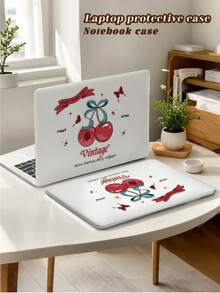 1 Piece, Retro Cherry Bow Pattern | Frosted Acrylic Ultra-Thin Laptop Case | Compatible With Air13 2025/Pro16 M3 M2 | Fingerprint-Resistant, Shockproof, And Heat Dissipation 3-In-1 | An Essential Protective Case For Office And Study - Multicolor - View 6