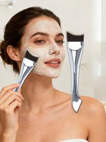 2pcs Fish Tail Face Mask Brush And Crescent Powder Foundation Brush, Ultra-Thin Seamless Flat Top Makeup Tools, Suitable For Concealer And Foundation, Valentine's Day Gift - Multicolor - View 7