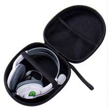 Hard Shell EVA Headphone Case Travel Carrying Bag For Over Ear Headphones Gaming Headset Storage Box With Mesh Pocket Elastic Strap Waterproof Organizer Pouch - Black - View 1