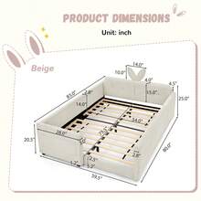 YOGLAD Full Size Upholstered Platform Bed Frame With Rabbit Ear Shaped Headboard & Safety Rails, Boucle Fabric Bed With Storage Drawers, Soft Plush Headboard, No Box Spring Needed, Easy Assembly, Modern Low Profile Bedroom Bed Furniture - Beige ( Full) - 查看 2