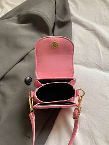 1个女童纯色菱格纹刺绣PU磁扣时尚斜挎包，适合日常四季使用 - A - 查看 8