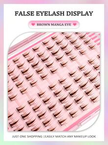 Asiteo 100/200/300pcs C-Curl Natural Brown Cartoon Fairy Soft False Eyelashes, Glue-Free, Suitable For Beginners, Cute Segmented False Lashes - C - 查看 4