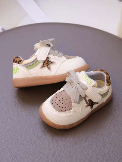 1 Pair Cute Unisex Kids Leather Casual Sneakers, Fashion Versatile Toddler/Little/Big Kid Trainers, Soft Sole Non-Slip Breathable Running Shoes For Outdoor, School, Spring/Summer/Autumn