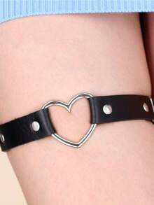 PU Leather Accessories: European And American Harajuku Punk Heart-Shaped Leg Bands, Punk Hip-Hop Leg Rings, Ankle Rings, And Garters