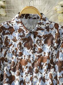 Women's All-Over Print Casual Versatile Arabic Style Top - Multicolor - View 3