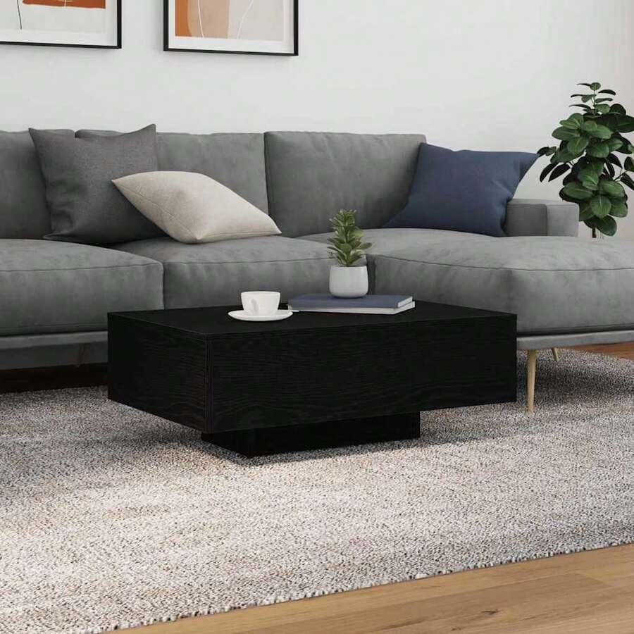 vidaXL Tavolo basso Chêne nero 85 x 55 x 31 cm Bois d'ingénierie - nero - Visualizzare 1