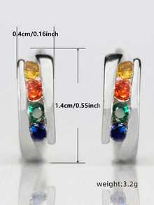 1 Đôi bông tai vòng đính đá Cubic Zirconia tuyệt đẹp dành cho nữ, thích hợp làm quà tặng đám cưới, kỷ niệm, lễ đính hôn, tiệc tùng hoặc ngày Valentine. - Bạc + màu - Xem 7