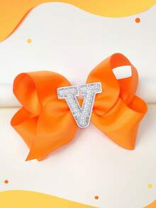1pc 5 Inch 26 Letters A-Z Pearl Letters Personalized Back To School Ponytail Girl Hair Bow Teenagers Girl Hair Bows With Clips For Festivals Party School Girls Graduation Season Hairgrips For First Day Of School Classroom Girls Students,Teenagers Hair Accessories - 橘色 - 查看 9