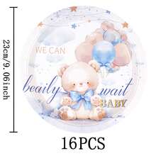 7/9 Inch Star Teddy Bear Disposable Tableware Set, Includes Paper Plates, Cups, Napkins, Suitable For Wedding, Engagement, Birthday Party, Wedding Reception - Multicolor - View 10