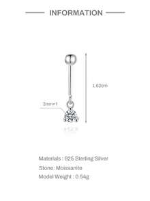 SereneSpark 1pc Moissanite Star Stud Earrings, 925 Sterling Silver, Hypoallergenic, Flat Back Cartilage Earrings, 18K White Gold Plated, Suitable For Daily Wear, Wedding, Party, Engagement, Exquisite Jewelry - White Gold - View 19