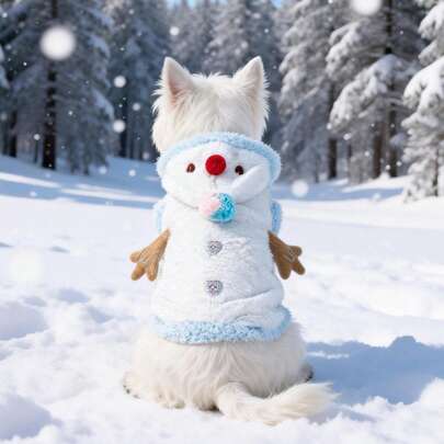 HAZOOWILL Shiny Snowman Dog Hoodie - Sparkling Silver Threads In Sunlight, Built-In Leash Ring, Suitable For Small Dogs Holiday Christmas Winter Outfit, Warm And Adorable