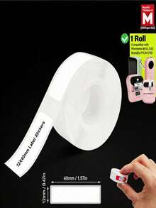 Mini Printer Label Tape, White Thermal Label Tape, Thermal Printing Paper, Black Background White Text, Suitable For D30, D32, D35, P15, P11, P12, P15 And Q30 Label Printers, For Home And Business Use, 12x40mm (0.47"X1.57"), Waterproof, Oil-Resistant, Wear-Resistant, Tear-Resistant. - White - View 7