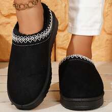 Womens Slippers Fall Winter Cotton Fuzzy Slippers Platform Slippers Mini Boots Braid Slippers Plush Fleece Lining Fuzzy Slippers Shoes Slippers Bedroom Slippers Indoor House - 黑色 - 查看 4