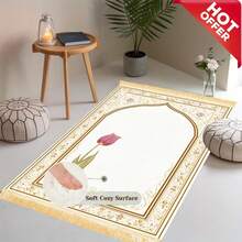 1. Thảm cầu nguyện Hồi giáo cao cấp/Thảm trải nhà cầu nguyện, được trang trí bằng viền trắng và họa tiết vàng, thiết kế hoa văn hiện đại, chất liệu nhung, 1100g/m², đế cao su chống trượt, mặt dưới mềm mại, có thể gấp gọn chống trượt, kiểu dáng thiết kế thống nhất, thảm cầu nguyện được trang trí bằng tua rua vàng, thích hợp cho lối vào, phòng khách và nơi thờ cúng - Một lựa chọn quà tặng tuyệt vời khi mùa lễ hội đến gần. - Nhiều màu - Xem 2