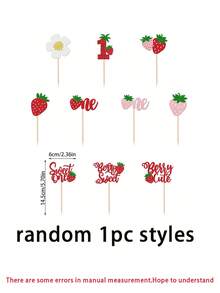 20pcs Berry Theme 1st Birthday Party Decorations, Sweet Strawberry Cake Decor, Shiny Delicate Berries, Suitable For Baby's 1st Birthday Cake Decor, Baby Shower, 1st Birthday, Toddler's 1st Anniversary, Anniversary Celebration - Multicolor - View 10