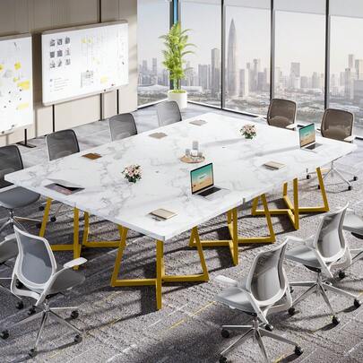 Tribesigns 31.5-Inch Square Conference Table For 2-4 People, Compact Office Table For Small Spaces, Seminar Room, White
