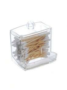 1pc Creative Mini Makeup Brush Holder Storage Box, Plastic Transparent Acrylic Covered Vanity Desk Organizer - Multicolor - View 10