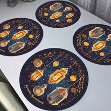 2/4/6 Piezas Elegantes Manteles Individuales con Patrón de Ramadán - Manteles Individuales Redondos de 15 Pulgadas Decorados con Patrones de Estrellas y Linternas. Adecuados para Fiestas, Comidas y Decoración Festiva. También Adecuados para Decoración del Hogar, Decoración de Mesa Festiva, Decoración Campestre Festiva, Decoración de Estilo Campestre, Manteles Individuales Lavables, Material Duradero, Decoración de Mesa Festiva y Entretenimiento en el Hogar. - Multicolor - Ver 2