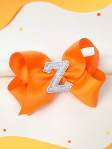 1pc 5 Inch 26 Letters A-Z Pearl Letters Personalized Back To School Ponytail Girl Hair Bow Teenagers Girl Hair Bows With Clips For Festivals Party School Girls Graduation Season Hairgrips For First Day Of School Classroom Girls Students,Teenagers Hair Accessories - 橘色 - 查看 11
