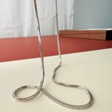 High Quality Men's 925 Sterling Silver 2mm Thick Chain Necklace, Punk Hip-Hop Fashion Design, Silver Jewelry, Eid Gift, Suitable For Street Dance, Party, Valentine's Day, Halloween, Christmas, Eid Or Anniversary Gift, Comes With Anti-Oxidation Gift Box - Silver - View 7