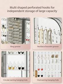 1-Piece Jewelry Storage Box - Large Capacity Wall-Mounted Earring Necklace Jewelry Holder, Wall-Mounted Jewelry Storage Box, Jewelry Tower For Dressing Tables And Wardrobes, Earring Stand, Fashion Jewelry Holder, Bathroom Jewelry Storage Box. - Multicolor - View 8