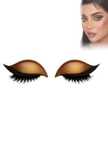 2 Pairs Slouchy Eye Shadow Stickers, Suitable For Makeup Use. 3-In-1 Self-Adhesive Reusable, With Eyelashes, Quick Eye Makeup Stickers, Very Suitable For Ladies Makeup, Festivals, Parties, Balls - Multicolor - View 12