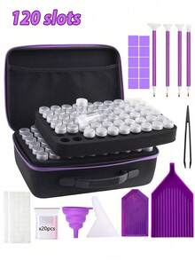 30/60/120/240 Slots DIY Diamond Painting Storage Box, Upgraded Canvas Organizer, Includes Accessories, Shock-Proof Beads & Art Supplies Storage Box, Portable Jewelry Box, Includes Tools, Multi-Functional Craft & Sewing Supplies Set, Plastic Material - Multicolor - View 12