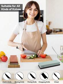 1/3/8pcs Knife Sharpener Set, Double-Sided Sharpener, 400/1000/3000/8000 Grit Whetstone, Suitable For Blades, With Angle Guide, Non-Slip Base And Leather Scraper