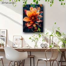 1PC 2D Modern Multicolored Flowers Wall Art Canvas Printed Materials, Wall Decoration Posters, Unique Creative Wall Art Decorations, Bathrooms, Living Rooms, Bedrooms, Offices, Dining Rooms, Artworks, Perfect Gifts And Decorations, 2D Flat Surface, Ideal Choice For Giving Gifts During Christmas, New Year And Other Festivals, Very Suitable For Room Decoration - 橘色 - 查看 3