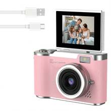 Aparat cyfrowy z 8-krotnym zoomem cyfrowym, odpowiedni do vlogowania, ekran IPS 2,4 cala, akumulatorowy, profesjonalny aparat fotograficzny, odpowiedni dla nastolatków i początkujących, z czytnikiem kart, funkcją OTG, obsługuje zdjęcia, filmy i kamerę internetową, idealny prezent na Święto Dziękczynienia, Boże Narodzenie i Nowy Rok, (akumulator 800 mAh) - YJH-LK-007 - Zobacz 14