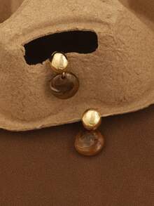 1对优雅几何琥珀渐变耳环，高贵时尚（颜色和纹理渐变随机搭配，以实物为准） - 琥珀色 - 查看 3