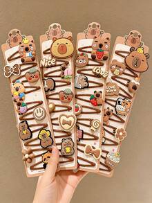 20pcs Cute Capybara Hair Clips - Colorful & Charming, Suitable For Girls - Multicolor - View 2