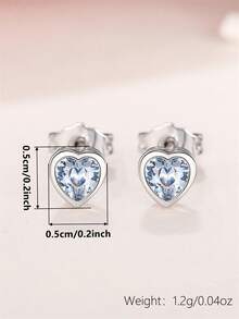1 par de pendientes de botón de circonita cúbica elegantes para adolescentes, para decoración diaria, para fiesta, joyería, regalo de cumpleaños - Celeste - Ver 6