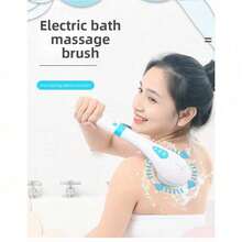 Waterproof Electric Shower Brush With Long Double-Handle Power Multi-Head Rechargeable 2 Speed Settings For Cleaning Exfoliation And Skin Massage Ideal For Children - trắng - Xem 9