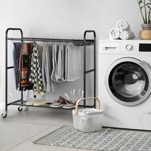 OYEAL - Pantalones con ruedas para pantalones rodantes soporte  para pantalones con 30 perchas para pantalones de ahorro de espacio con ruedas para jeans bufandas y pantalones - Negro11 - Ver 2