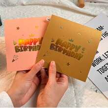 1pc Cream Gold 3D Pop Up Birthday Cake Greeting Card, Luxury Gold Foil With Envelope & Blank Note, Handwritten Area, For Family Friends Colleagues, Ideal For Birthday Gifts, Mother's Day, Anniversary & Party Favors - Multicolor - View 6