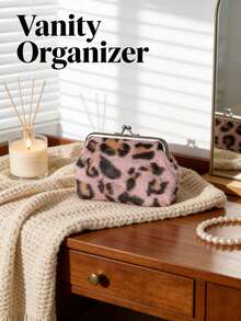 New 4-Inch Cute And Stylish Leopard-Print Plush Coin Purse With Silver Metal Clip, As Well As A Waterproof Leopard-Print Card Holder. Available In Multiple Colors Including Black, Burgundy, Brown, Purple And White, It Can Hold Bank Cards, Credit Cards And Loose Change With Ample Capacity. - Multicolor - View 9