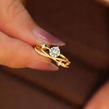 1枚奢华时尚优雅可调节宇宙星空开口戒指，女士珠宝，订婚/结婚礼物，几何戒指，日常佩戴 - 彩色 - 查看 6