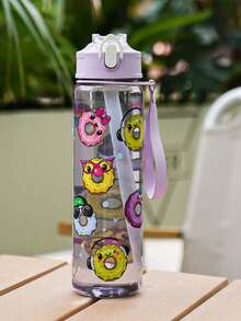 1pc 750ml/26oz Cute Donut Pattern Tumbler Bottle With Straw, 10 Styles Available, Woven Handle, Portable & Durable, Suitable For Outdoor, Travel, Sports, Holiday & Birthday Gift - Multicolor - View 12