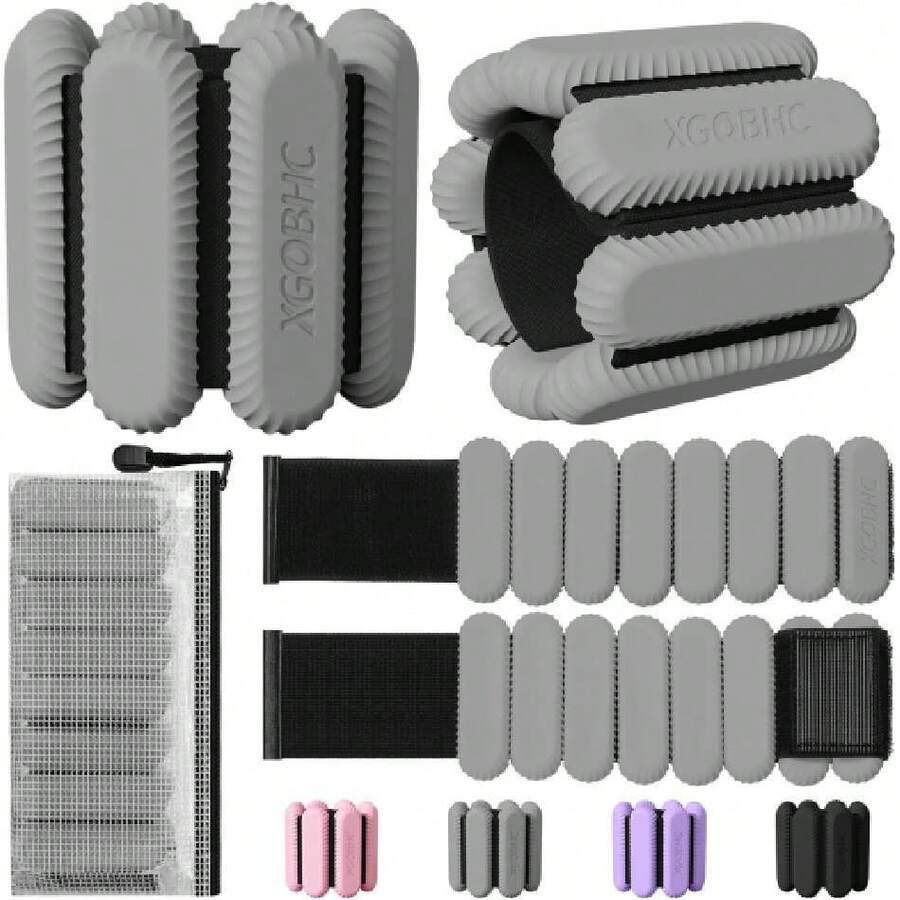 Ankle Weights Set Of 2, Adjustable Wrist & Ankle Weights For Women Men , Strength Training Wearable Leg Arm Weight For Yoga, Dance, Ballet, Running, Swiing, Gym,39832130 - 灰色 - 查看 1