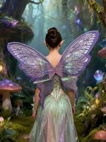 1PC Super Large Gold Foil Butterfly Wing, Shiny And Transparent Angel Fairy Wings, Adult Costume Props. Suitable For Various Holiday Parties, Bars,Elfears, And Christmas - Multicolor - View 8