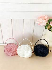 1个女孩3D花朵口红迷你手提包，带拉链，可爱托特包，适合斋月、购物、聚会、派对、日常使用 - A - 查看 1