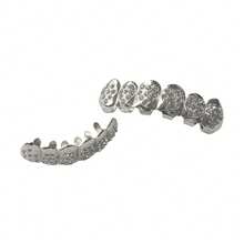 1 Set Personalized 6-Tooth Rhinestone Heart Upper & Lower Teeth Grillz, Unisex Fashion Hip Hop Teeth Jewelry For Daily Wear