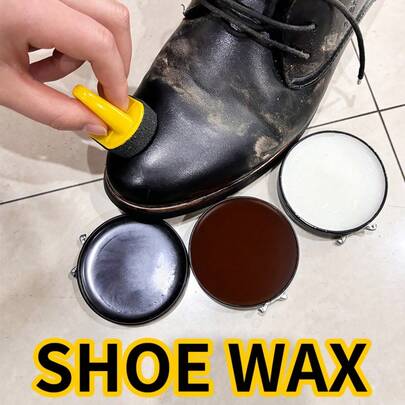 鞋油蜡套装，含抛光海绵、黑色和棕色鞋油，金属盒包装，可修复划痕并恢复皮革鞋的颜色，3种颜色可选，适用于光滑皮革鞋。